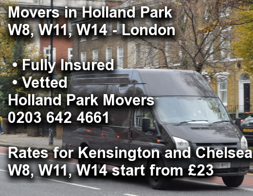 Movers in Holland Park W8, W11, W14, Kensington and Chelsea